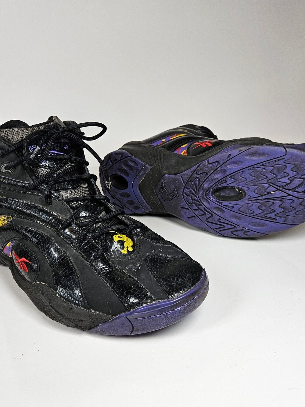 Reebok Shaqnosis OG Basketball Sneakers Black Purple Men's Size 12